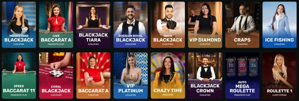 Casino Kirgo live games section with 1100+ streaming titles