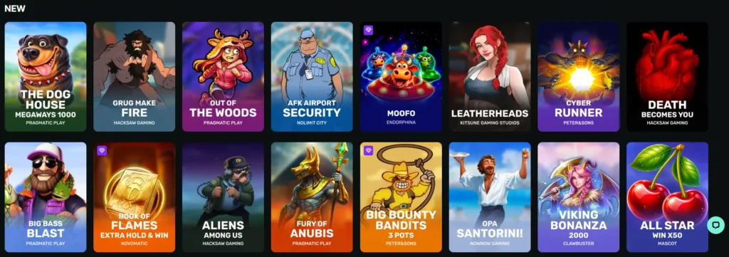 A banner showing multiple Kirgo new slot game tiles